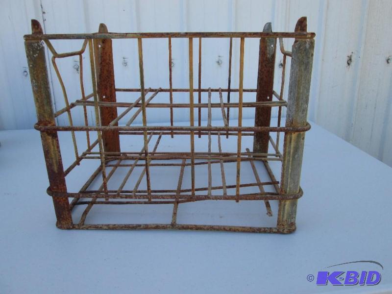 lot 3 image: vintage metal milk crate...