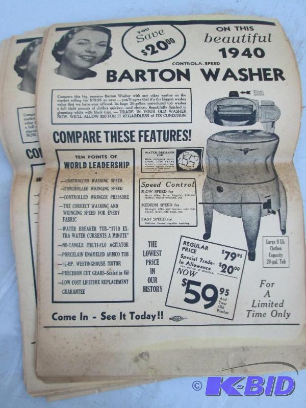 lot 38 image: vintage Barton Washer Ads...