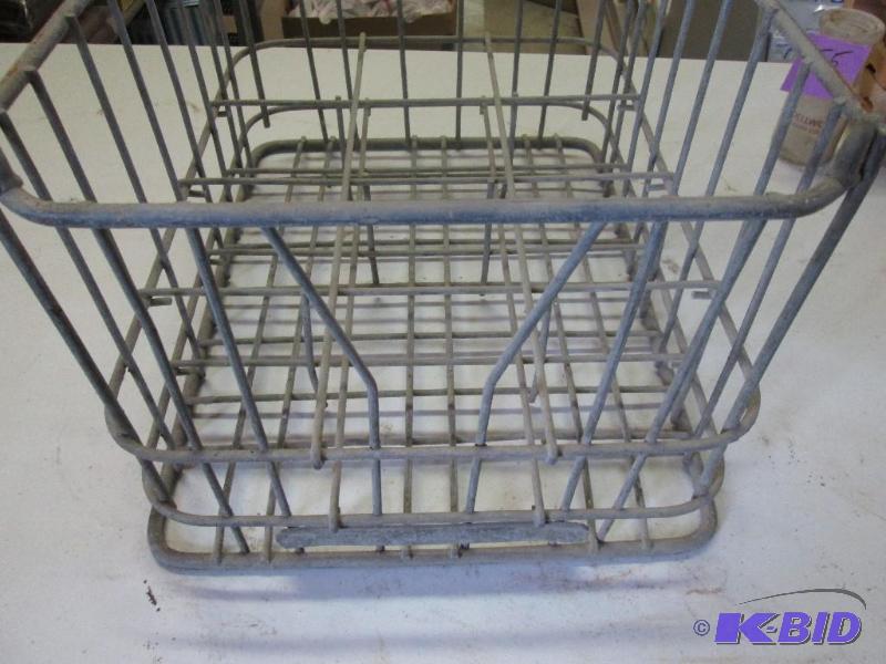 lot 58 image: vintage ,stackable, metal milk crate with met...