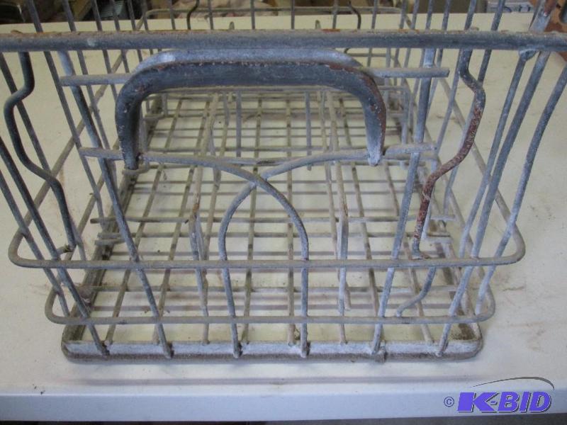 lot 61 image: vintage ,stackable, metal milk crate with uni...