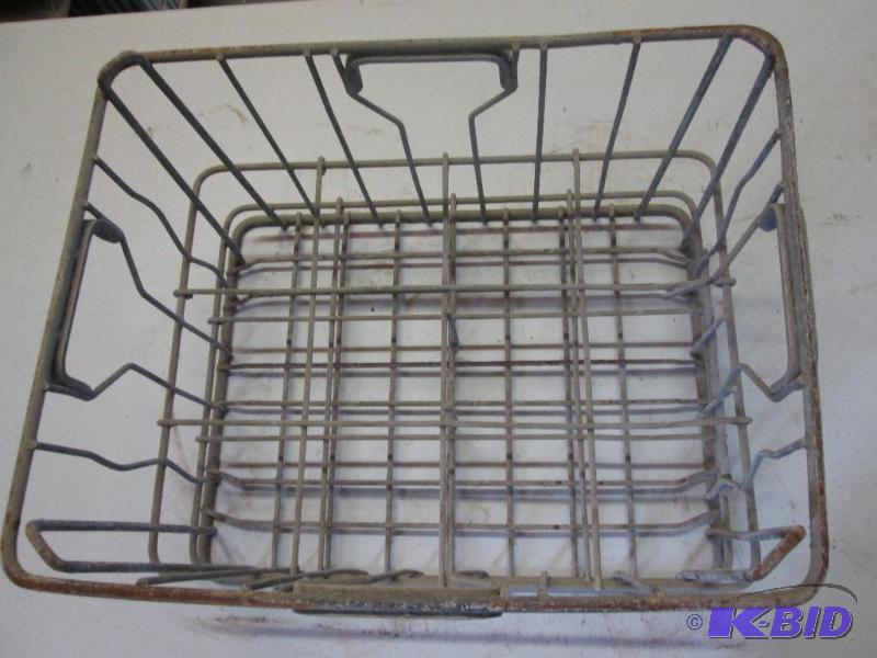 lot 63 image: vintage ,stackable, metal milk crate with met...