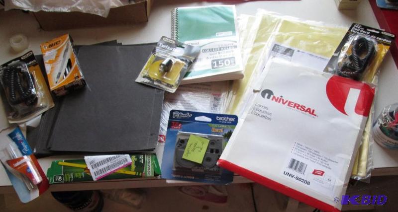 Assorted office supplies, dividers, note...