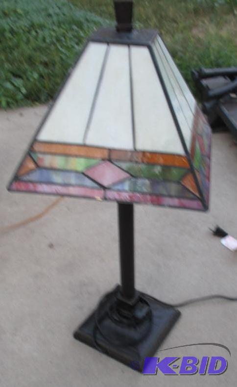 desk lamp with stained glass topper...