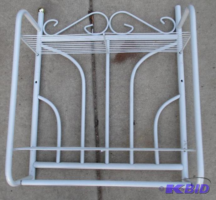 white metal hanging rack...