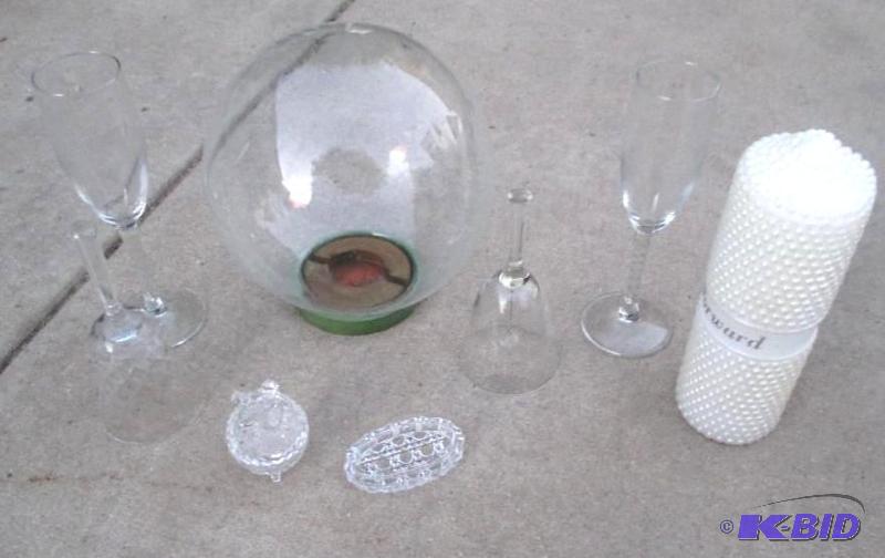 mixed lot champagne classes, and misc dcor...