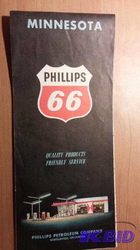 1960 Phillips 66 Minnesota Vintage Road Map...