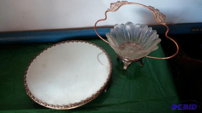 Sterling Silver Dresser Set, Mirror and Baske...