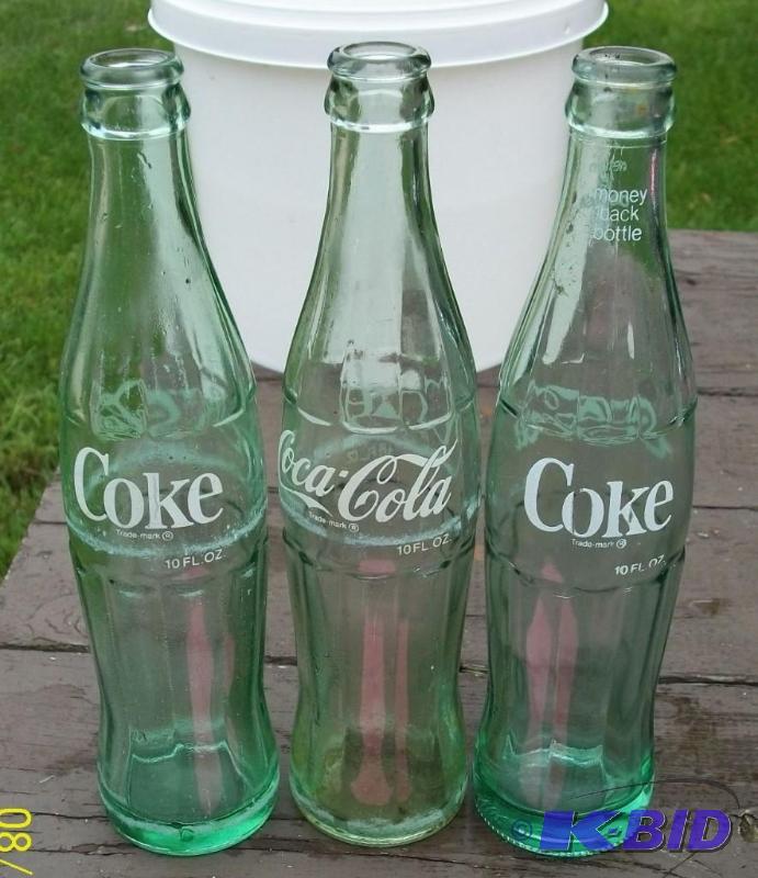 Three bottles 10 OZ, 2) unmarked, 1) From Pit...