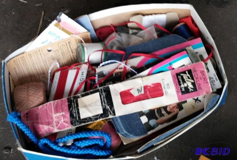 Shoe box of sewing supplies...