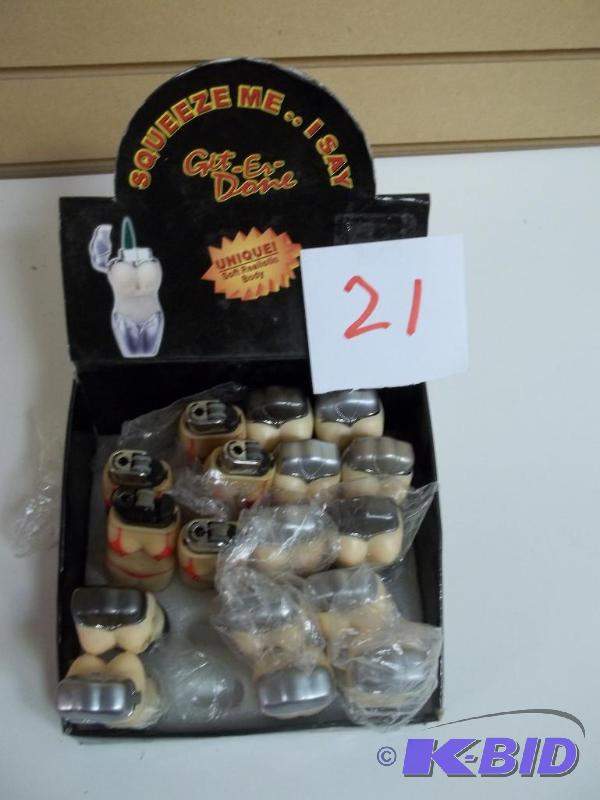Lighters in display rack, PG rated....