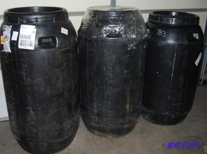 Lot of Three HD Plastic Barrels, food grade, ...
