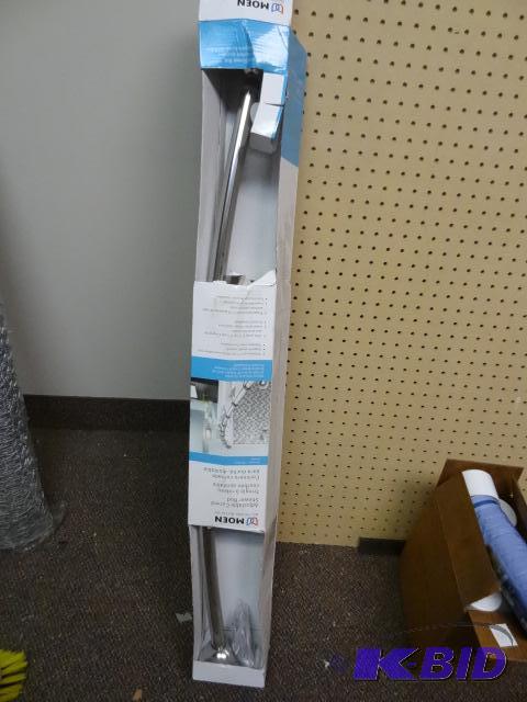 lot 104 image: NEW Moen Adjustable Curved Shower Rod, 54-72 ...