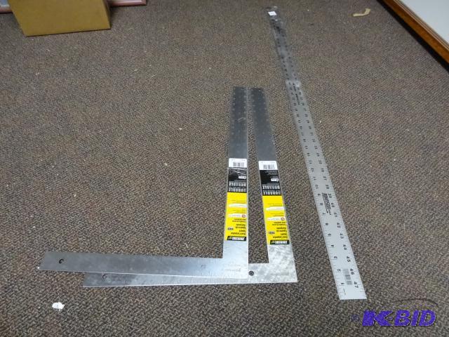 lot 106 image: 3 pc LOT NEW Johnson 48 in Steel Ruler AND qt...
