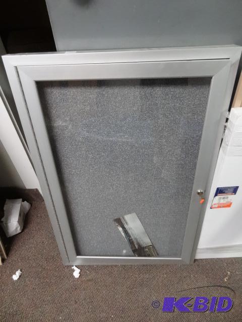 lot 109 image: USED Glass and Aluminum Enclosed Bulletin Boa...
