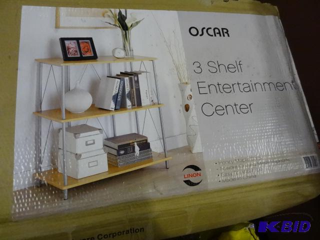 lot 126 image: NEW Linon Oscar 3 Shelf Entertainment Center,...