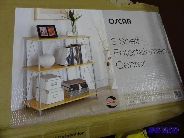 lot 127 image: NEW Linon Oscar 3 Shelf Entertainment Center,...