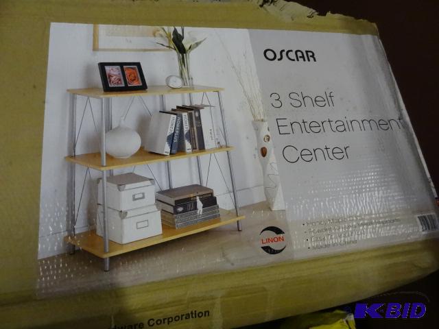 lot 128 image: NEW Linon Oscar 3 Shelf Entertainment Center,...