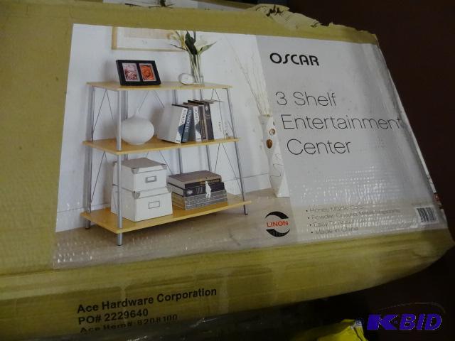 lot 129 image: NEW Linon Oscar 3 Shelf Entertainment Center,...