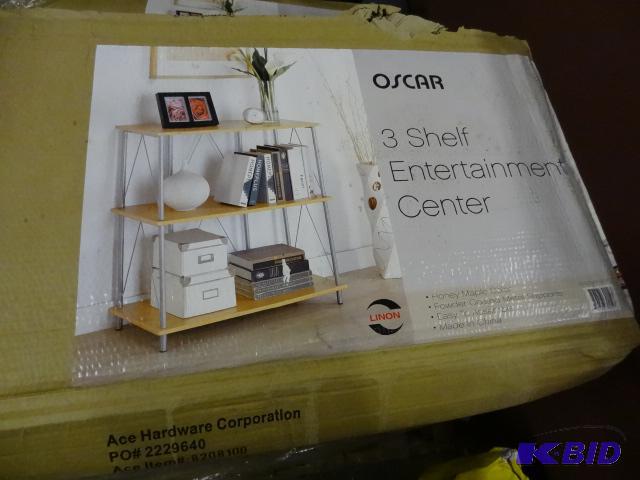 lot 130 image: NEW Linon Oscar 3 Shelf Entertainment Center,...