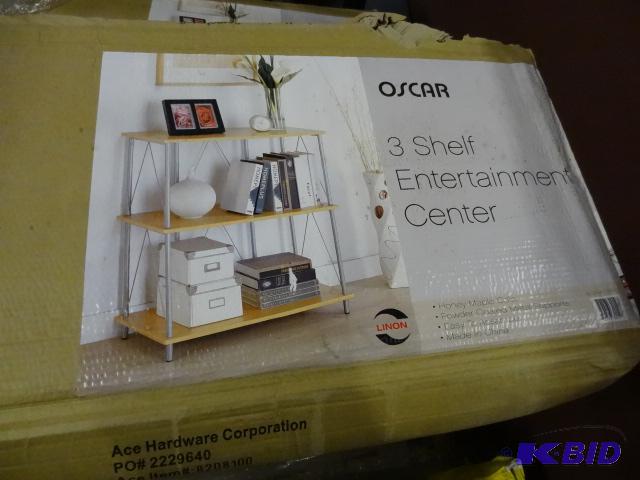 lot 131 image: NEW Linon Oscar 3 Shelf Entertainment Center,...