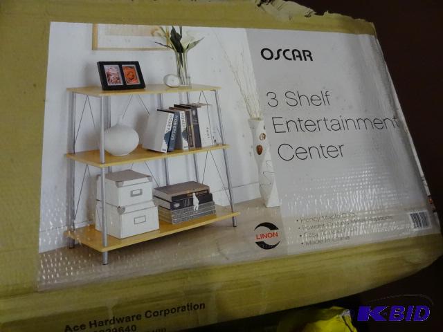 lot 133 image: NEW Linon Oscar 3 Shelf Entertainment Center,...