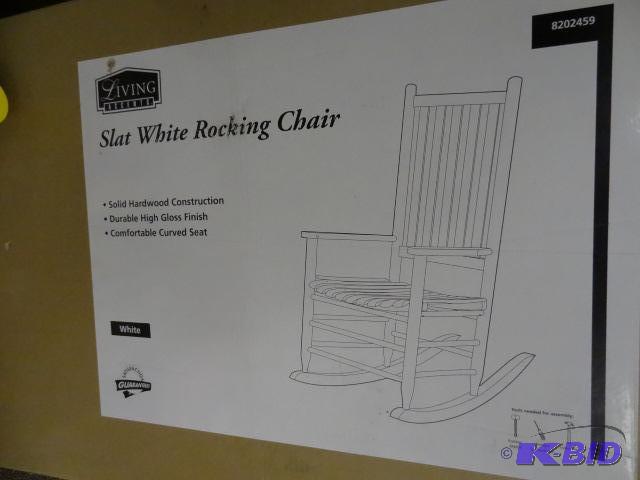 lot 139 image: NEW Living Accents Slat White Rocking Chair. ...