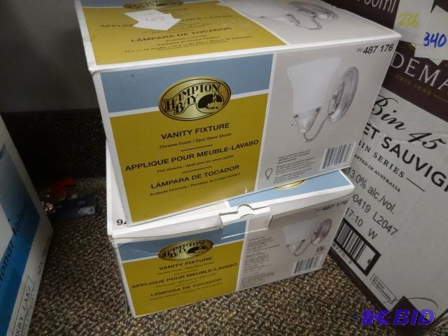 lot 189 image: Qty 2 NEW Hampton Bay Wall Sconce  bathroom ...