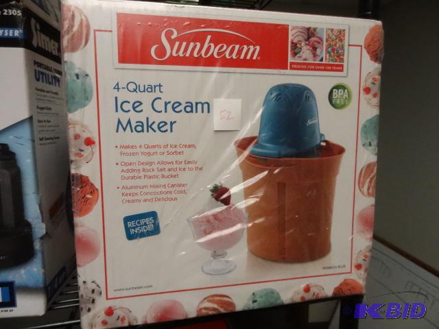 lot 52 image: NEW Sunbeam Ice Cream Maker. Makes gallon of ...