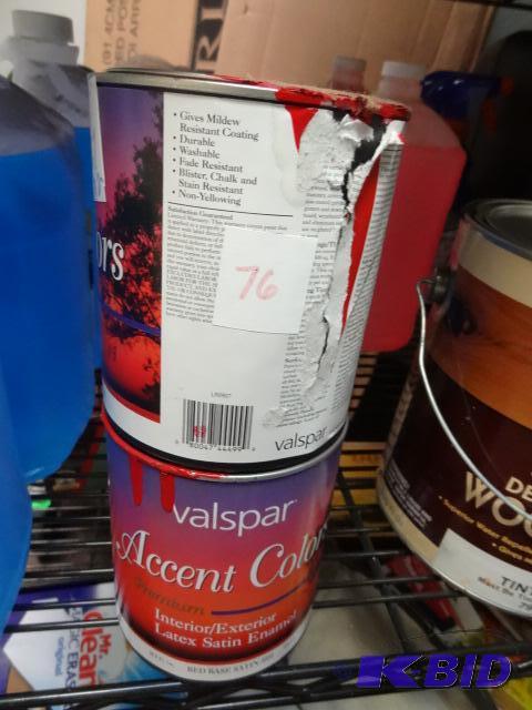 lot 76 image: Qty 2 NEW Valspar Accent Colors Paint, Red Sa...