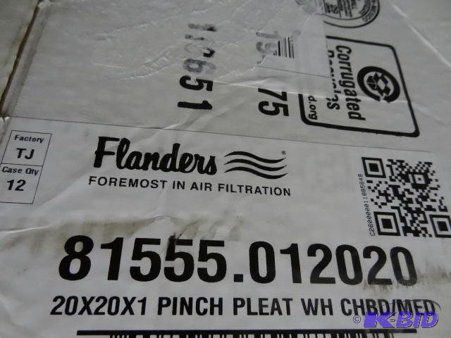 lot 88 image: Qty 12 NEW Flanders Air Filters 20x20x1 Pleat...
