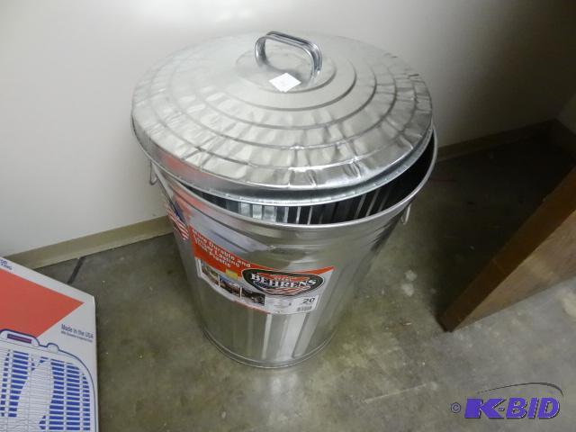 lot 96 image: NEW Beherns Galvanized Steel 20 Gal garbage c...