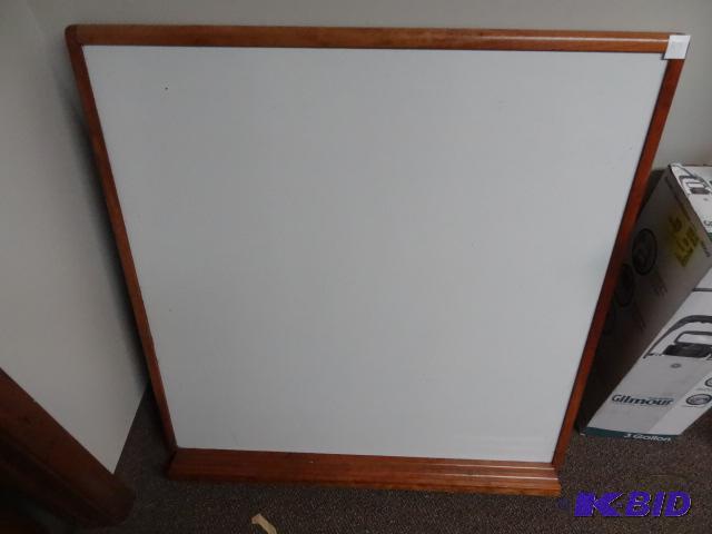 lot 97 image: USED Dry Erase White Board with Wood Trim. Ap...