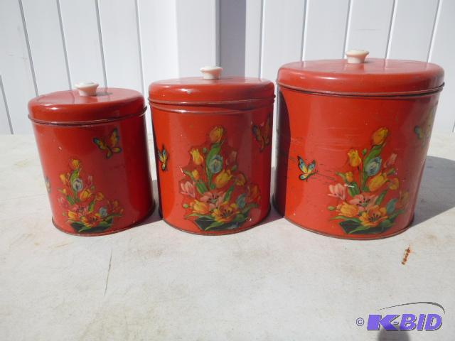 lot 117 image: Vintage Canisters...