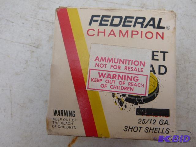 lot 273 image: Box of Federal 6 Shot 12 Gauge Shotgun Shells...