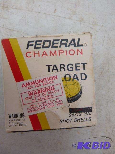 lot 274 image: Box of Federal 6 Shot 12 Gauge Shotgun Shells...