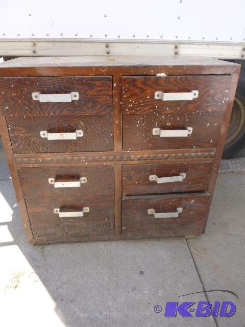 lot 83 image: Wood Storage Cabinet Full of Miscellaneous Ha...