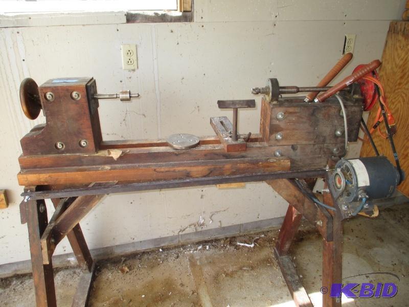 Antique wood lathe, heavy...