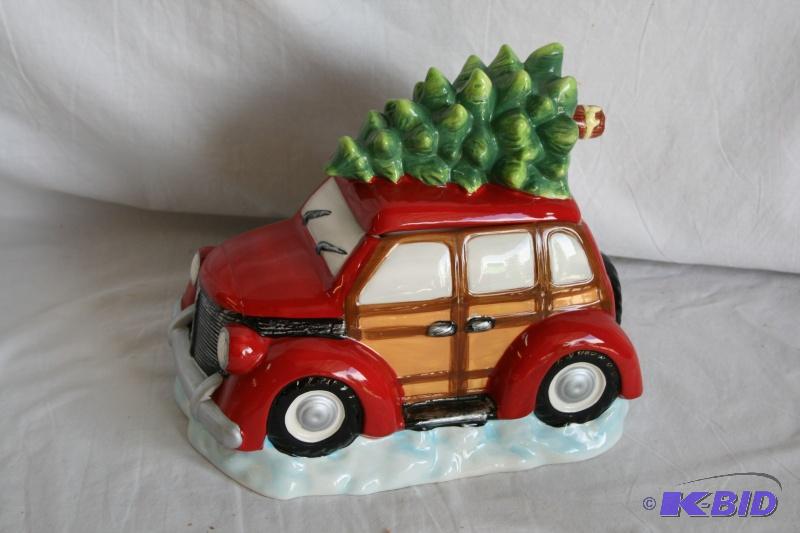 Holiday car cookie jar, approx. 10&quot tall...