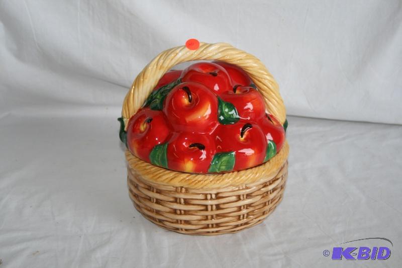 Apple Basket cookie jar, approx. 10&quot tal...