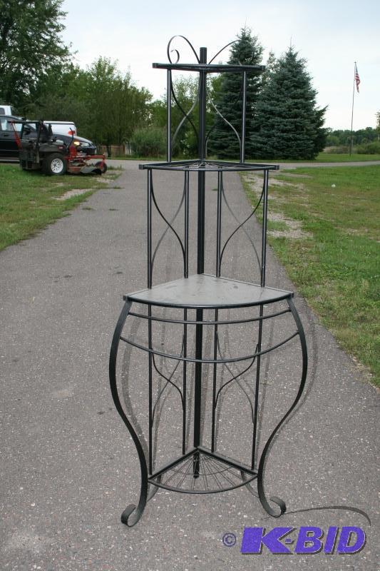 Metal standing corner shelf, 65&quot Tall...