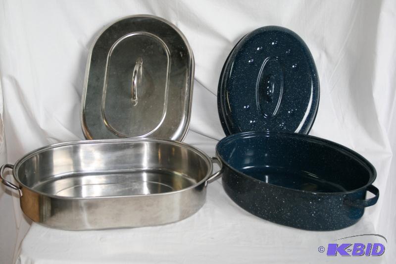 Roasting pans &amp lids, 16&quot &amp 18&q...