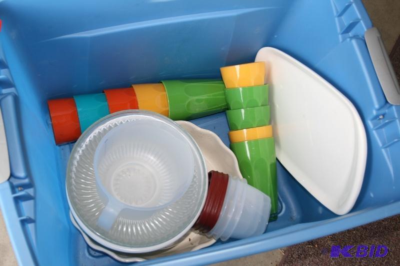 Misc. serving bowls, platter, acrylic glasses...