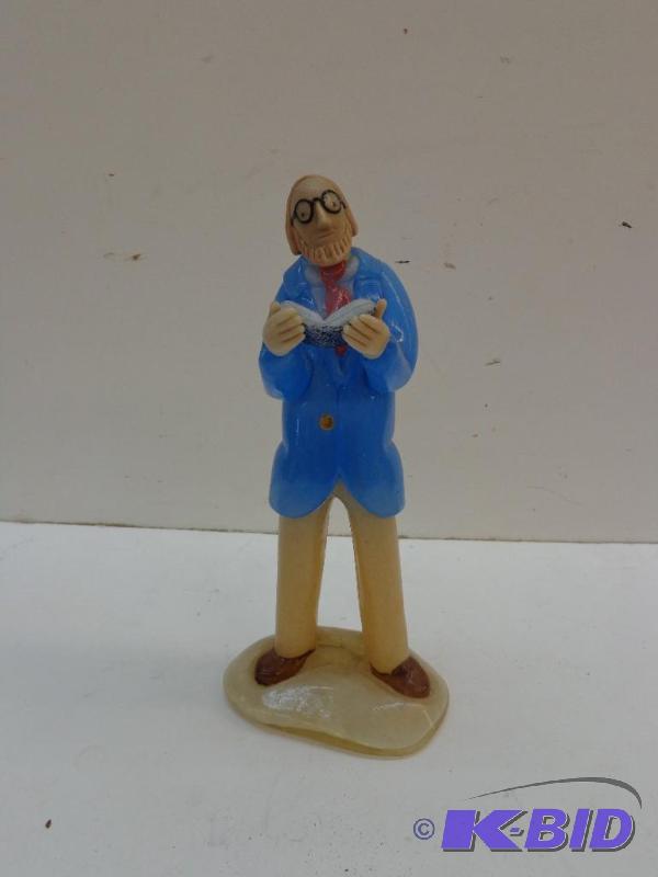 lot 102 image: Colored Glass Statue of a Man Reading 9&quot...