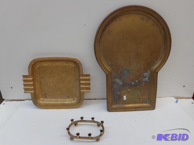 lot 134 image: Cigar Ash Tray, Key Hole Tray, and Candle Hol...