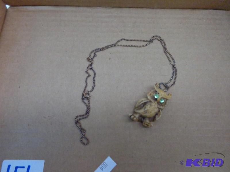 lot 151 image: Carved Owl Pendant Necklace wCleaning Would ...