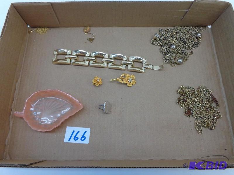 lot 166 image: Clip On Ear Rings, Pink Glass Tray, Military ...