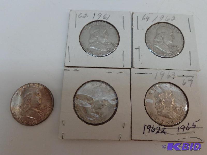 lot 17 image: 5 Half Dollars 1) 1961 Half Dollar - Denver M...