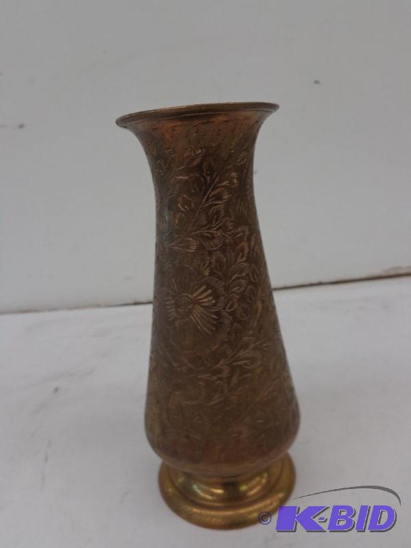 J D India 333 Hand Engraved Brass Vase 6 Qu North Auction