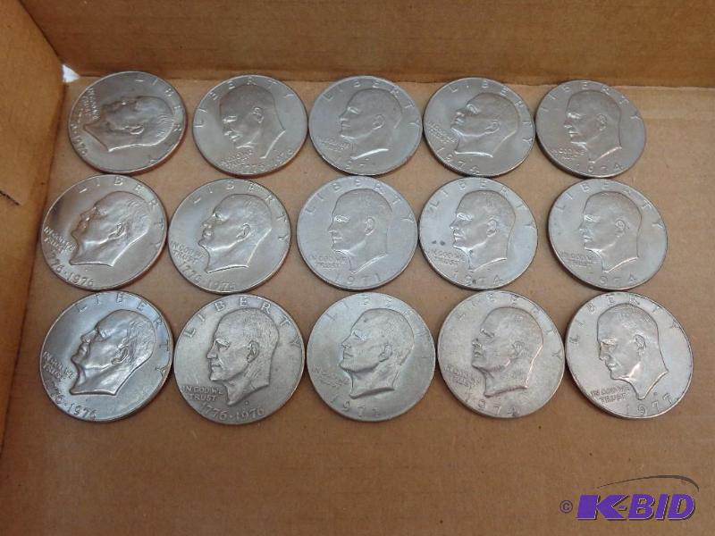 lot 2 image: 15 Eisenhower Dollars &nbsp &nbsp &nbsp6) ...