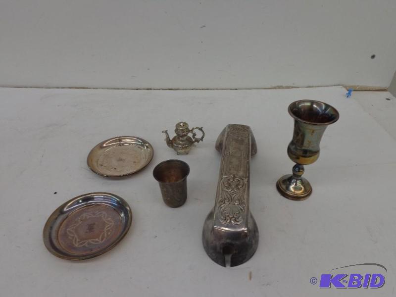 lot 203 image: Sterling Cup, Telephone Receiver Cover, Sauce...